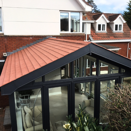Tapco_brick red_fitted on a conservatory roof