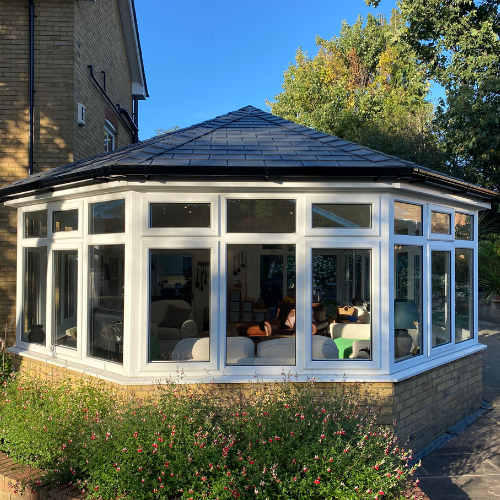 Tapco_stone Black_fitted on a conservatory roof